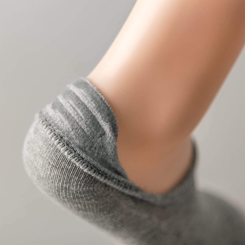 [Australia - AusPower] - IDEGG No Show Socks Low Cut Cotton Casual Anti-slid Athletic Socks with Non Slip Grip for Men Color B-6 Pairs-black+gray+white 5-8 
