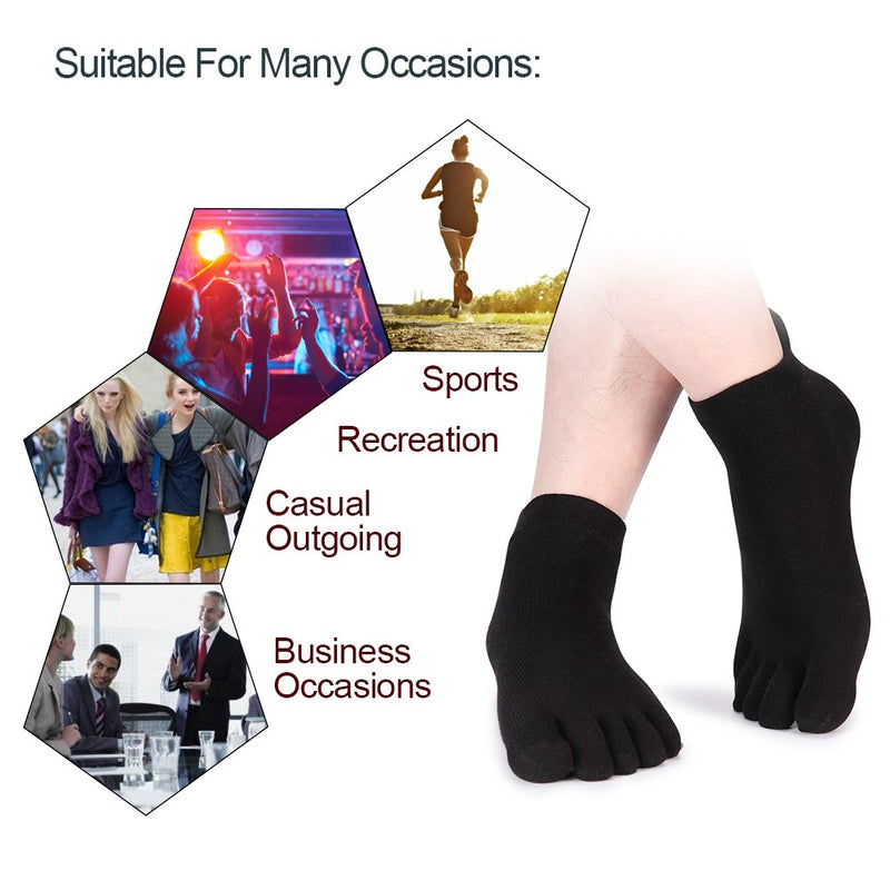 [Australia - AusPower] - Meaiguo Toe Socks No Show Running Five Finger Socks for Men Women 3-4 Pack Multicoloured 5-10 
