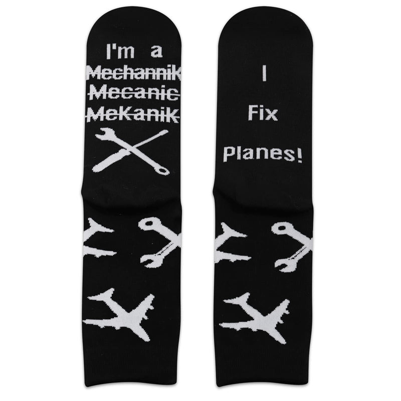 [Australia - AusPower] - PXTIDY 2 Pairs Airplane Mechanic Socks Aircraft Engineer Gifts I'm A Mechanic I Fix Planes Socks Aviation Gifts 1 