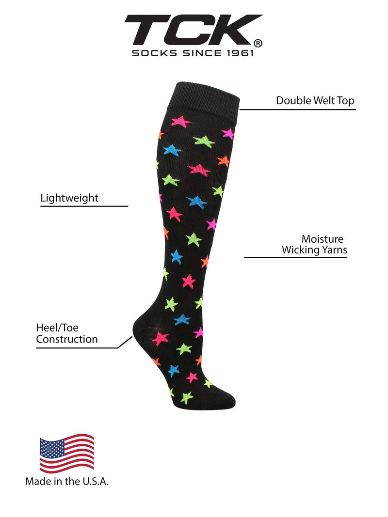 [Australia - AusPower] - TCK Krazisox Multi-Stars Over The Calf Socks Black Medium 