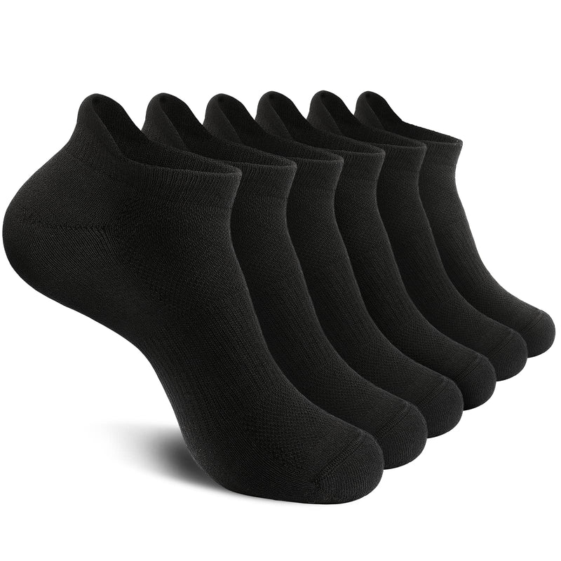 [Australia - AusPower] - unitop Mens Ankle Socks Womens Athletic Low Cut Socks with Cushion Breathable Sports 6 Pairs A6-black-men Medium 