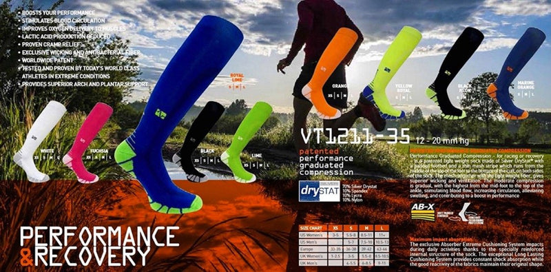 [Australia - AusPower] - Vitalsox Italy, VT1211 Patented Graduated Compression Socks Carbon Series- One Pair Large Green 