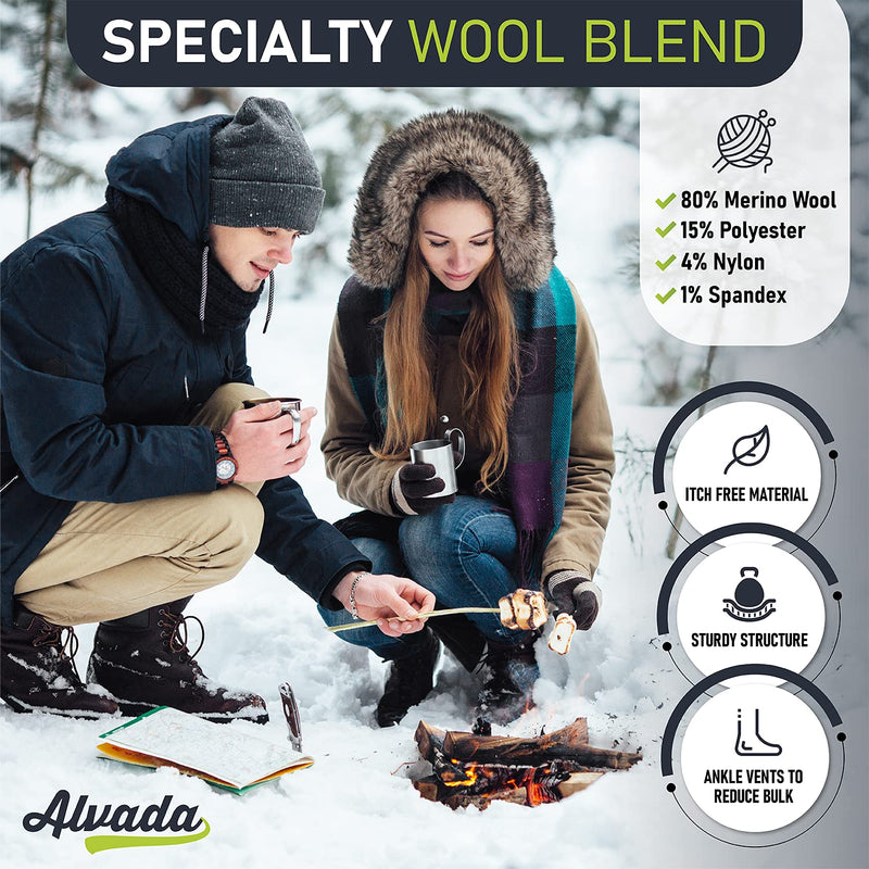 [Australia - AusPower] - Warm Thermal Wool Socks for Winter Moisture Wicking and Breathable Cozy Boot Socks 3 Pairs Charcoal M-l (Women 11-13 / Men 9.5-12) 