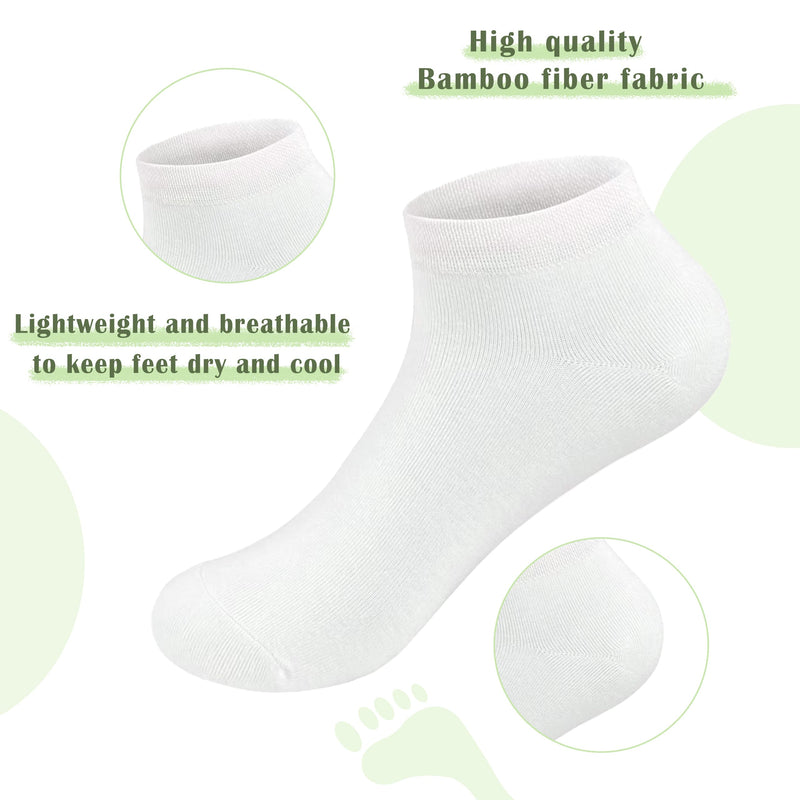 [Australia - AusPower] - Women Bamboo Ankle Socks Ankle Length Thin Sock Odor Resistant Low Cut Sock 5 Pairs White Medium 
