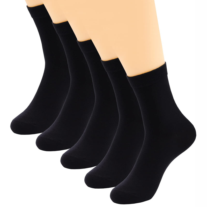 [Australia - AusPower] - YOSENDE Mens Socks 5 Pairs Cotton Classic Business Soft Comfortable Black 5 Pairs 6.5-11 
