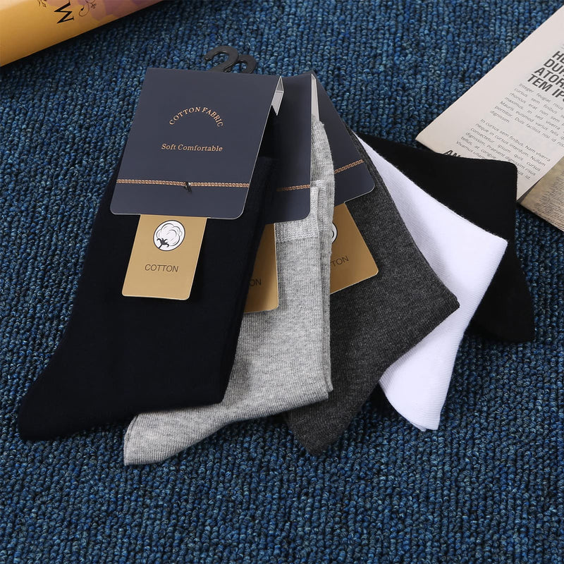 [Australia - AusPower] - YOSENDE Mens Socks 5 Pairs Cotton Classic Business Soft Comfortable Black 5 Pairs 6.5-11 