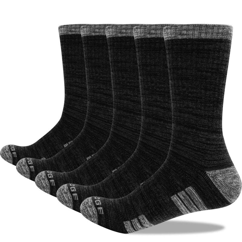 [Australia - AusPower] - YUEDGE Men's Cotton Cushion Crew Socks for Men Moisture Wicking Performance Athletic Sports Work Socks 5 Pairs/Pack 1807*dark Grey 11-13 
