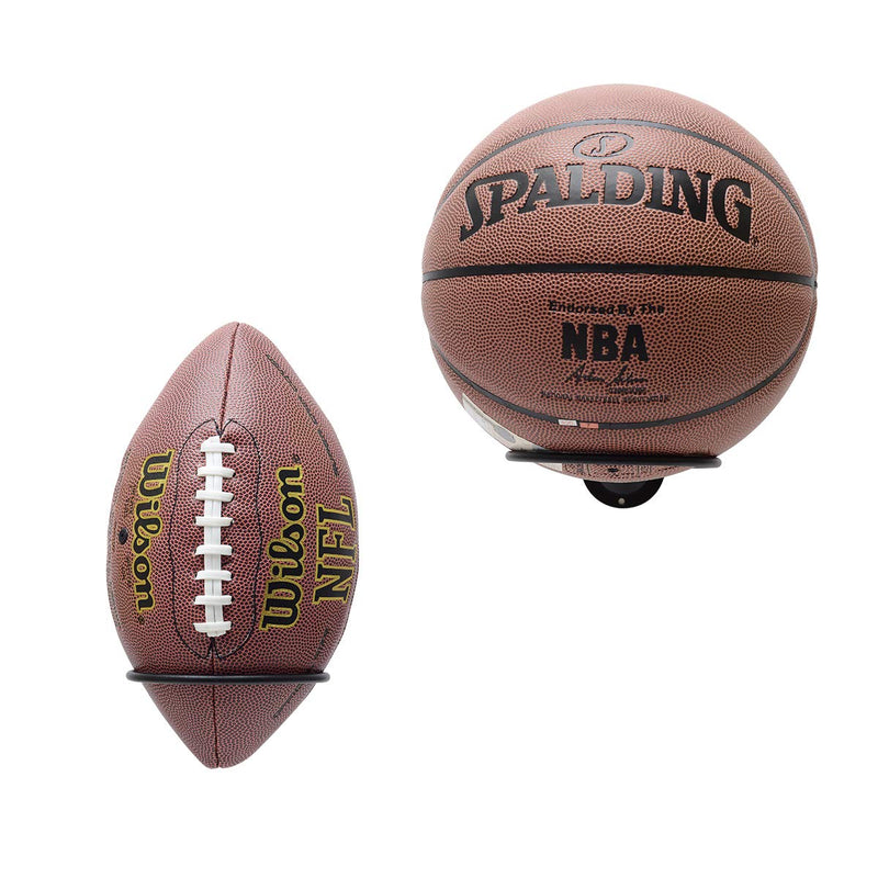 [Australia - AusPower] - Suchek Metal Ball Holder Rack Wall Mounted, Display Wall Storage for Soccer, Basketball, Volleyball, Rugby, Football (2 Pieces, Black) 
