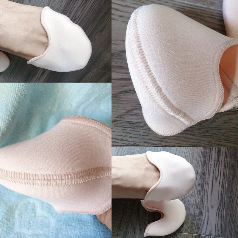 [Australia - AusPower] - DANCEYOU Ballet Dance Toe Pads Soft Silicone Gel Toe Covers High Heels Toe Caps for Women Girl Pointe Shoes, 2 Styles Small Thin-nude 
