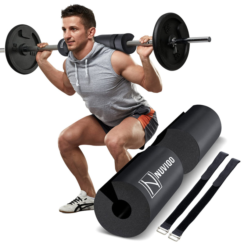 [Australia - AusPower] - Barbell Pad Squat Pad for Lunges and Squats - Hip Thrust Pad for Standard and Olympic Bars - Provides Cushion to Neck and Shoulders While Training Black 