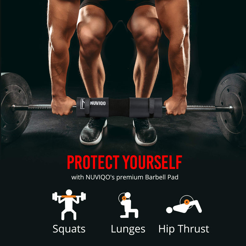 [Australia - AusPower] - Barbell Pad Squat Pad for Lunges and Squats - Hip Thrust Pad for Standard and Olympic Bars - Provides Cushion to Neck and Shoulders While Training Black 