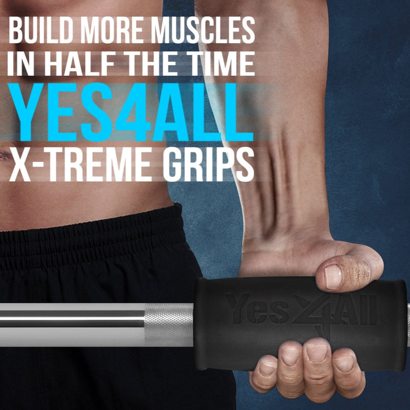 [Australia - AusPower] - Yes4All Thick Rubber Grips, Ez Barbell Grips, Outer Dimension 2.0 inches, Biceps Curl, Triceps Exercise,Wrist Strap Best with Barbell, Dumbbell & Weight Lifting 