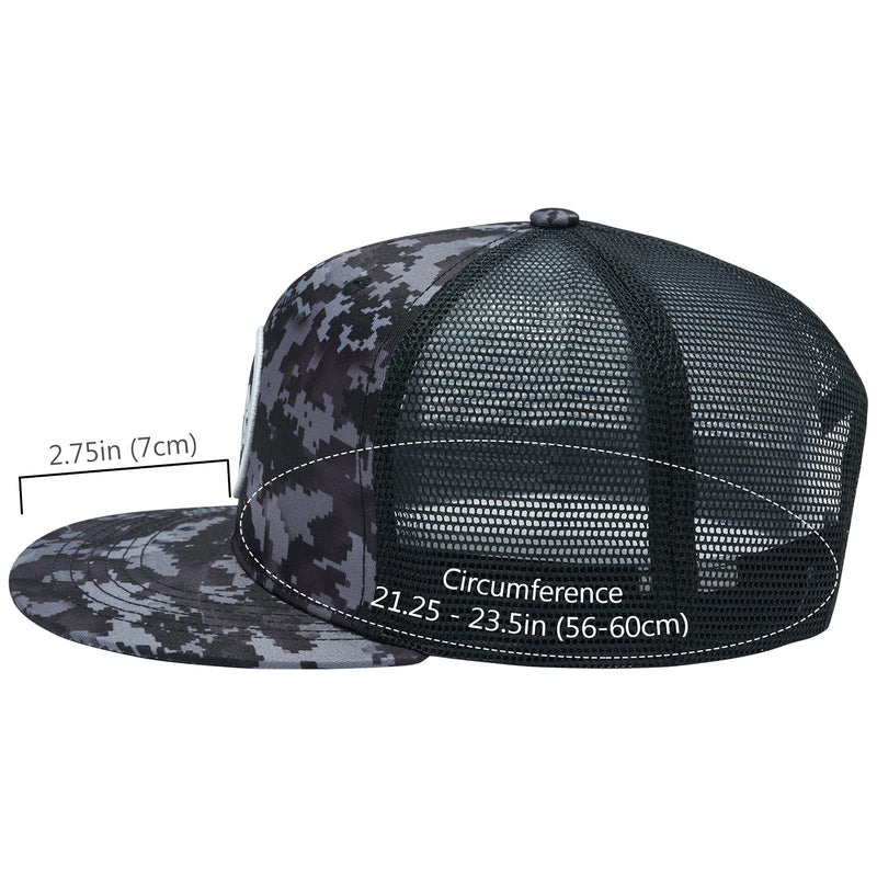 [Australia - AusPower] - BASSDASH Flat Brim Trucker Cap Adjustable Snapback Hat Mesh Back for Men Women Night Digital Camo 