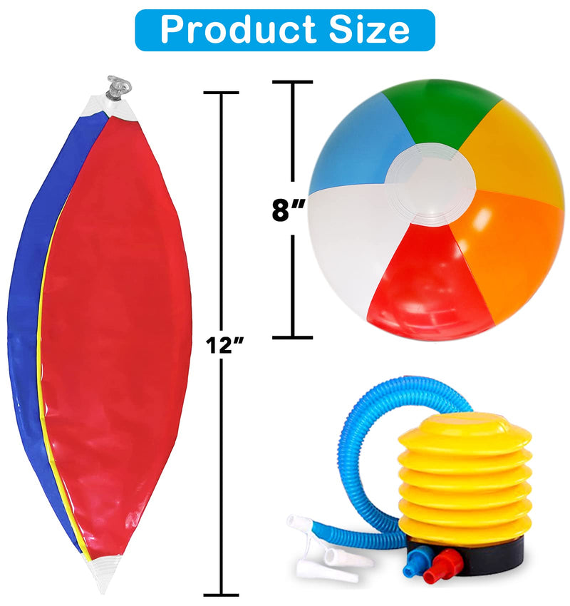 [Australia - AusPower] - Beach Ball 12'' Beach Balls with Foot Pump for Kids Bulk 14 Pack Inflatable Pool Beach Balls Bulk Hawaiian Tropical Theme Party Decorations Favors Supplies 