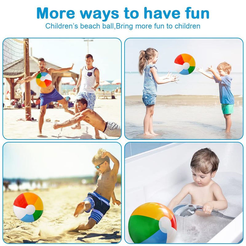 [Australia - AusPower] - Beach Ball 12'' Beach Balls with Foot Pump for Kids Bulk 14 Pack Inflatable Pool Beach Balls Bulk Hawaiian Tropical Theme Party Decorations Favors Supplies 