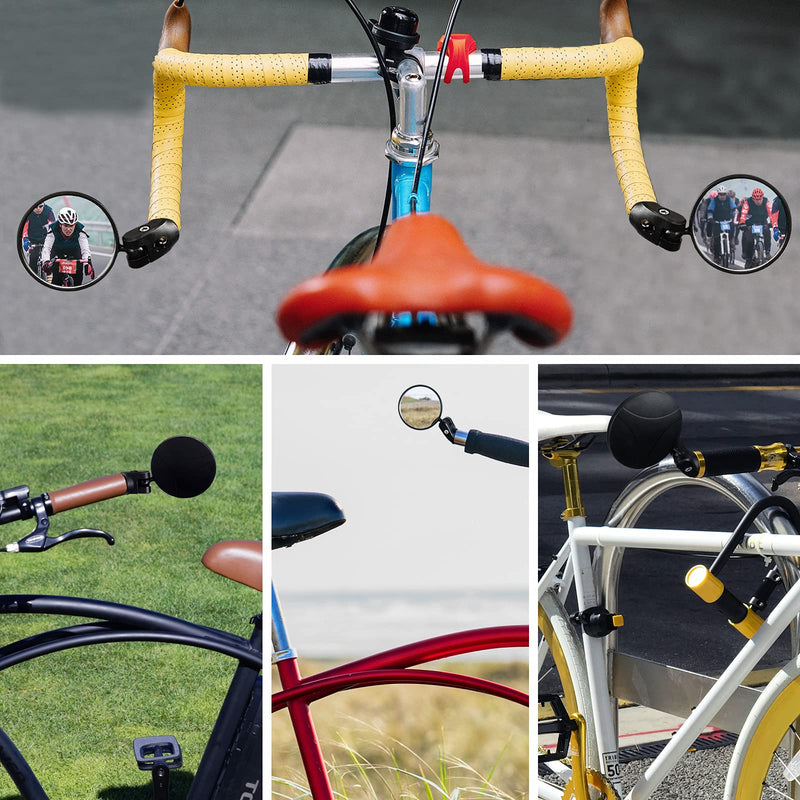 [Australia - AusPower] - Accmor 2pcs Bike Mirror, Bar End Bicycle Riding Rearview Mirrors for Handlebars, Adjustable 360˚Rotatable Convex Mirror for Mountain Road Bikes 