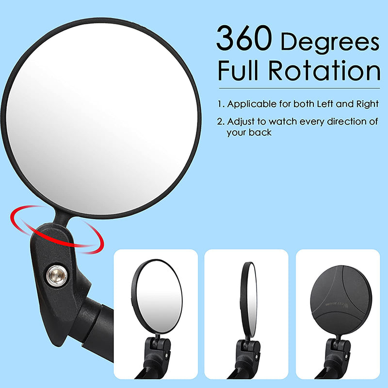 [Australia - AusPower] - Bike Mirrors 2pcs Bar End Bicycle Mirrors for Handlebars Bicycle Cycling Rear View Mirrors, Safe Rearview Mirror with a Aluminum Bike Mirror for Mountain Road Bike Bicycle 