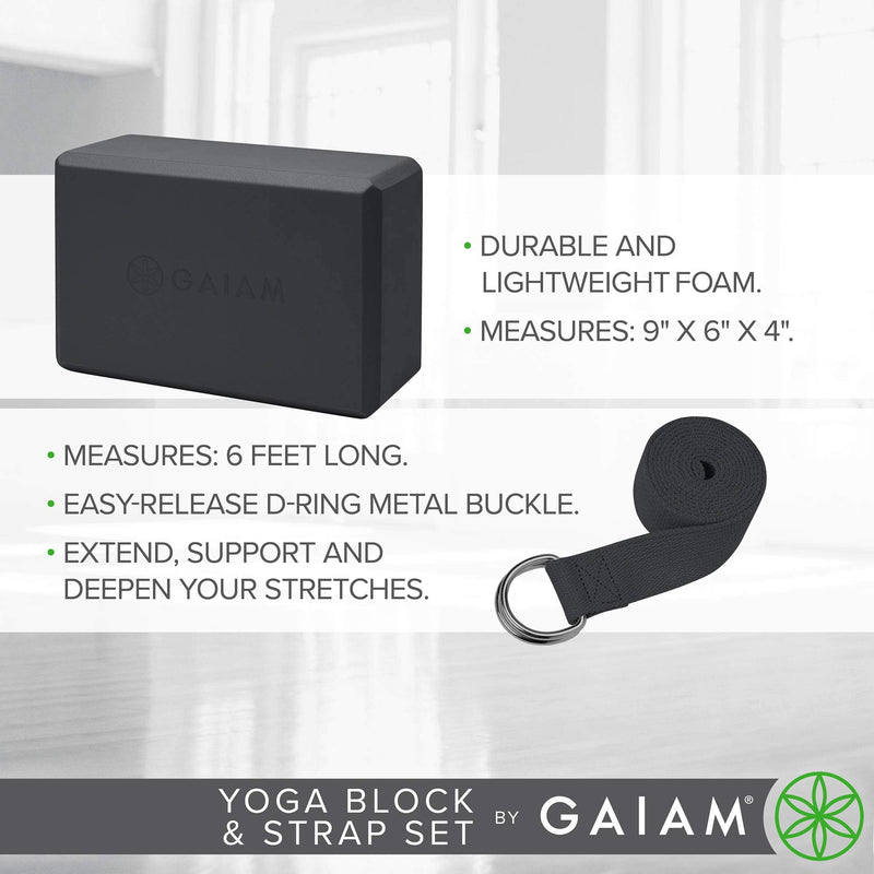 [Australia - AusPower] - Gaiam Yoga Block + Yoga Strap Combo Set 