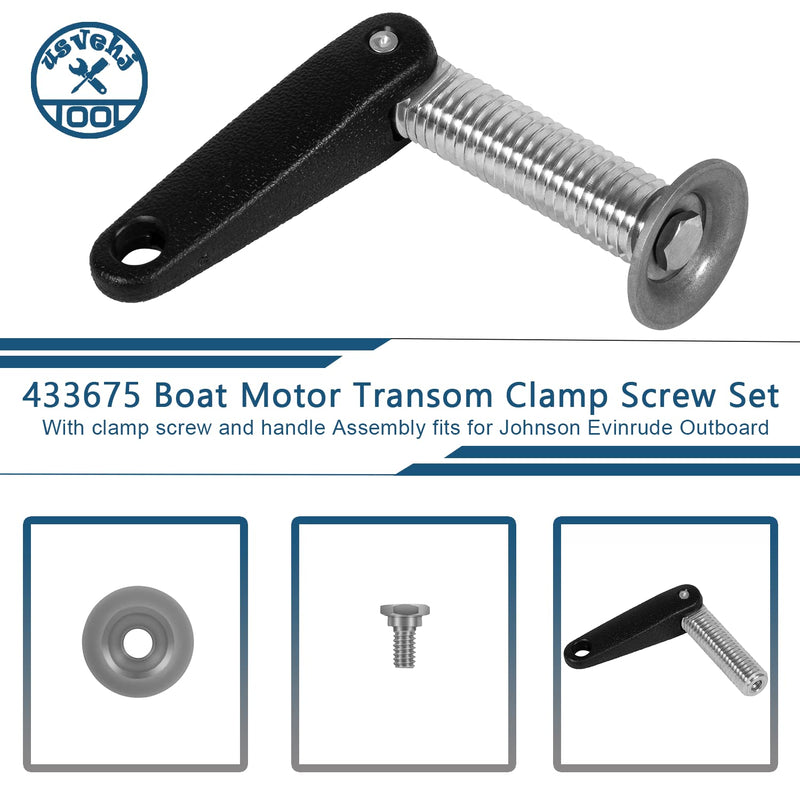 [Australia - AusPower] - usvehj 433675 Boat Motor Transom Clamp Screw Set with clamp Screw and Handle Assembly fits for Johnson Evinrude Outboard 