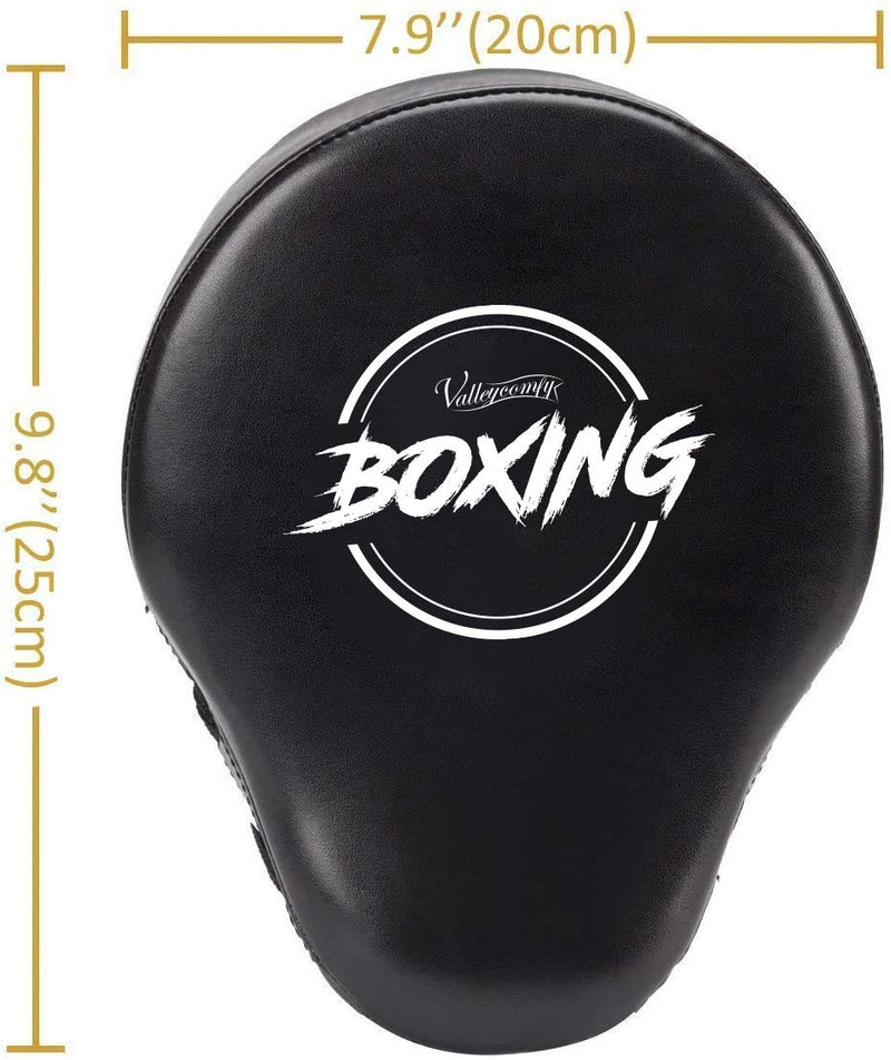[Australia - AusPower] - Valleycomfy Boxing Curved Focus Punching Mitts- Leatherette Training Hand Pads,Ideal for Karate, Muay Thai Kick, Sparring, Dojo, Martial Arts Black White 