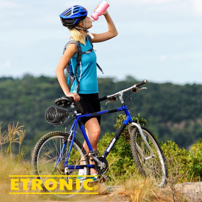 [Australia - AusPower] - Etronic Bike Lock M6, Cable Lock 6 Feet Long Coiled Security Resettable Combo Combination Lock Bicycle Lock with Mounting Bracket 