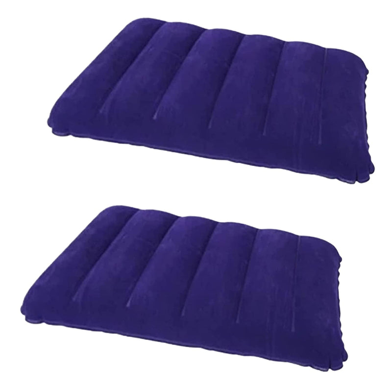 [Australia - AusPower] - 2 Pack Purple Ultralight Inflatable Camping Pillow Squared Flocked Fabric Air Pillow for Hiking,Camping,Traveling,Napping,Desk Rest,Neck Lumbar Support 