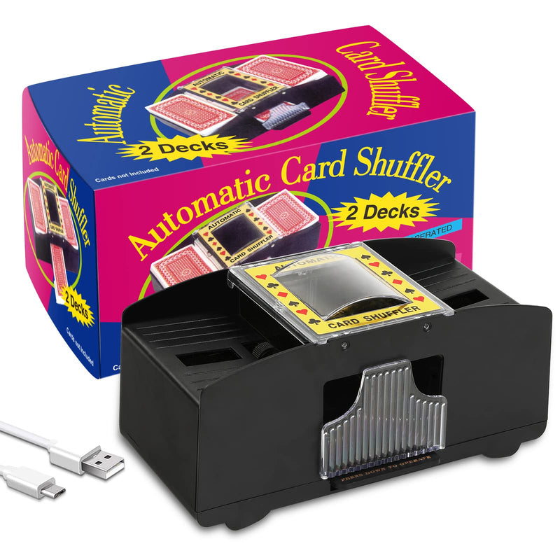 [Australia - AusPower] - Ni-SHEN Automatic Card Shuffler USB/Battery Operated Electric Shuffler for Family Party Poker/Blackjack/UNO 1-2 Deck Card Shuffler 