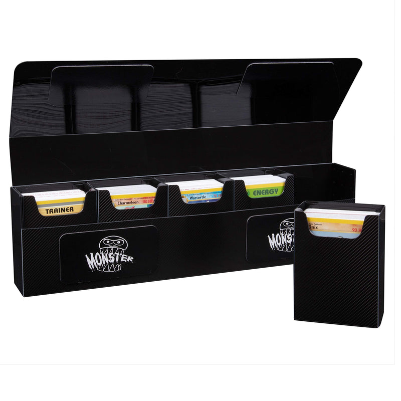 [Australia - AusPower] - The Hydra 5 Compartment Riveted Deck Storage Box w Magnetic Closure- Card Case Holds Five Decks- Fits All Standard and Smaller Size MTG and TCGs - Black 