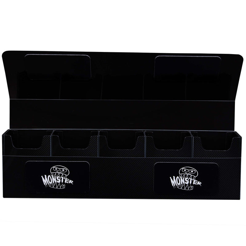 [Australia - AusPower] - The Hydra 5 Compartment Riveted Deck Storage Box w Magnetic Closure- Card Case Holds Five Decks- Fits All Standard and Smaller Size MTG and TCGs - Black 