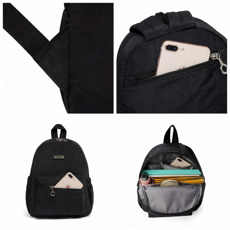 [Australia - AusPower] - AOTIAN Lightweight Durable Travel Hiking Women and Girls Small Backpack Daypack Mini Black - 7 Liters 