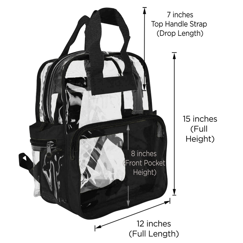 [Australia - AusPower] - DALIX Small Clear Backpack Bag in Black 