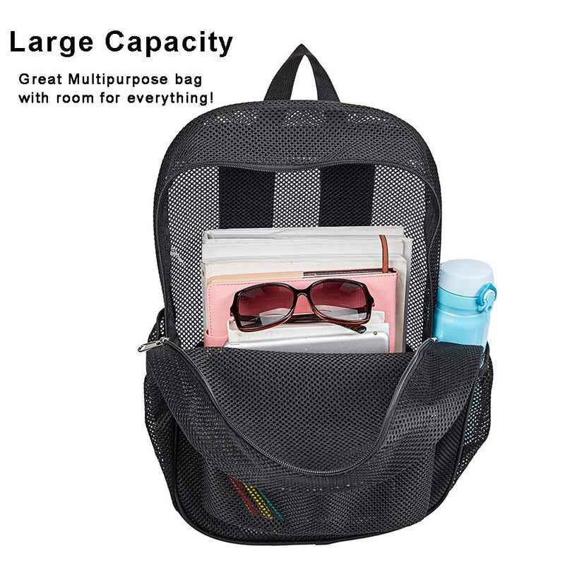 [Australia - AusPower] - Heavy Duty Mesh Backpack, See Through College Student Backpack with Padded Shoulder Straps for Commuting, Swimming, Travel, Beach, Outdoor Sports 