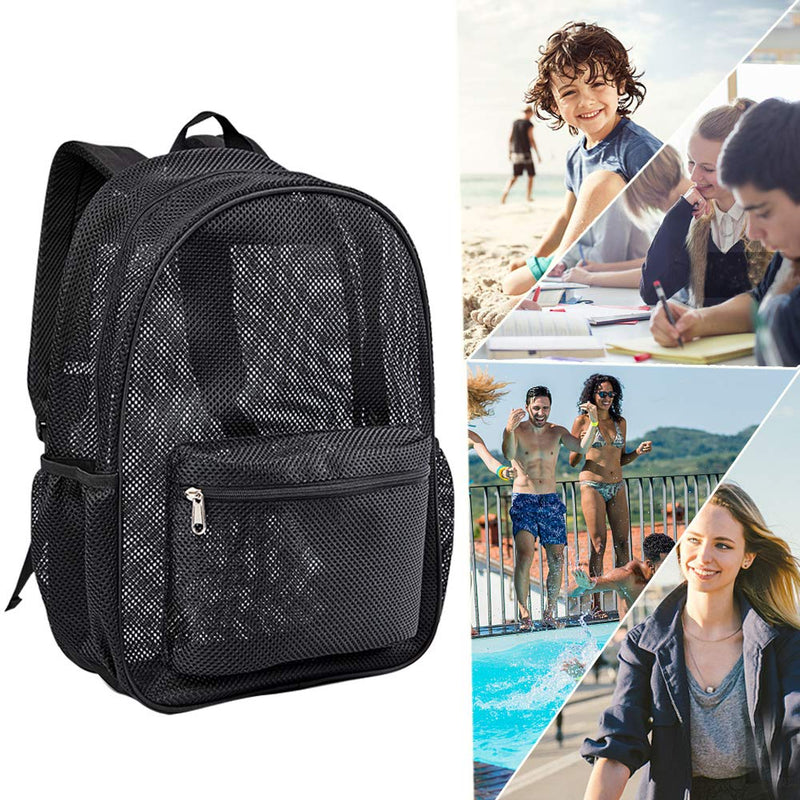 [Australia - AusPower] - Heavy Duty Mesh Backpack, See Through College Student Backpack with Padded Shoulder Straps for Commuting, Swimming, Travel, Beach, Outdoor Sports 