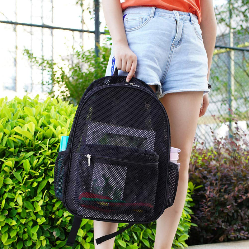 [Australia - AusPower] - Heavy Duty Mesh Backpack, See Through College Student Backpack with Padded Shoulder Straps for Commuting, Swimming, Travel, Beach, Outdoor Sports 