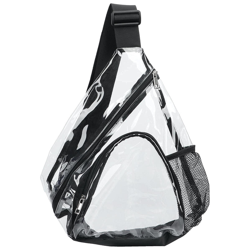 [Australia - AusPower] - HULISEN Clear PVC Sling Bag Stadium Approved, Backpack with Adjustable Strap Black 