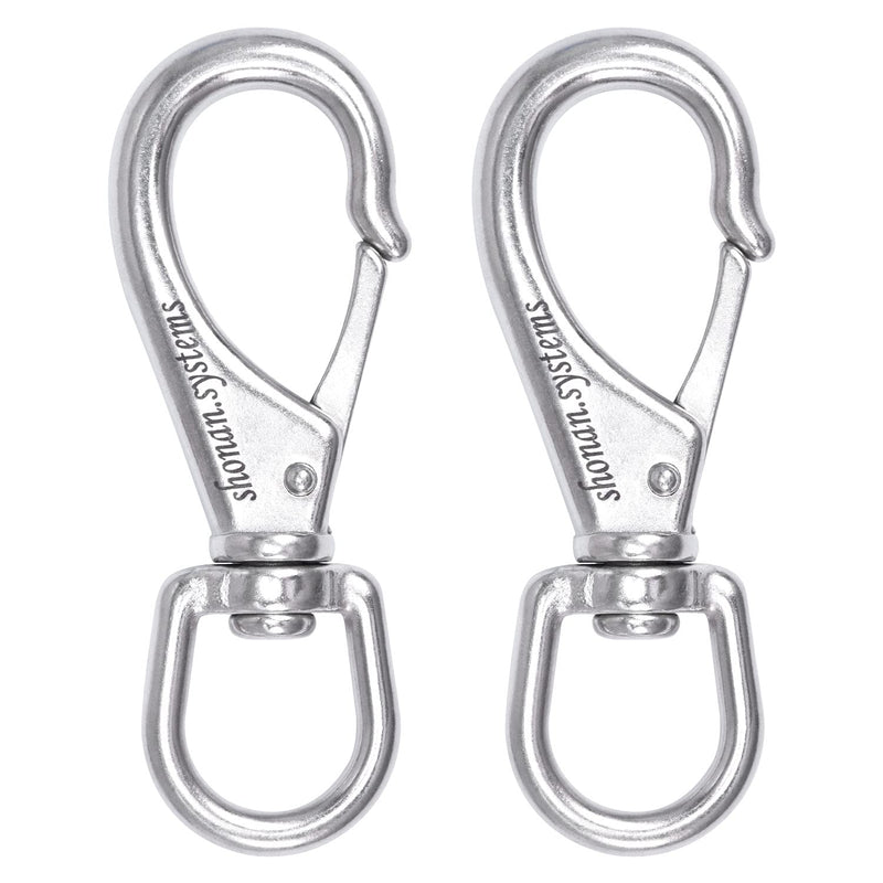 [Australia - AusPower] - SHONAN Large Stainless Steel Swivel Snap Hooks, 2 Pack 4.6 Inch Large Spring Snaps, Heavy Duty Boat Hooks, Spring Hooks for Boat Anchor Ropes and Cables 