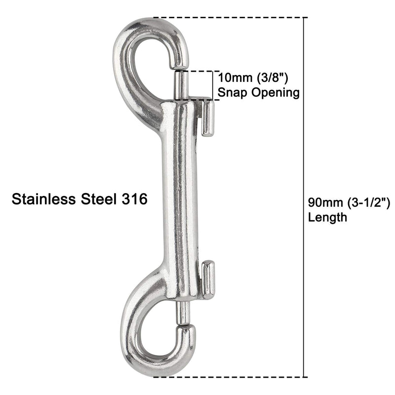 [Australia - AusPower] - Yaegoo 4 Pack 316 Stainless Steel Double Ended Bolt Snap Hook, 3-1/2 Inch Marine Grade Double End Snaps, Trigger Chain Clips Scuba Diving Clips 