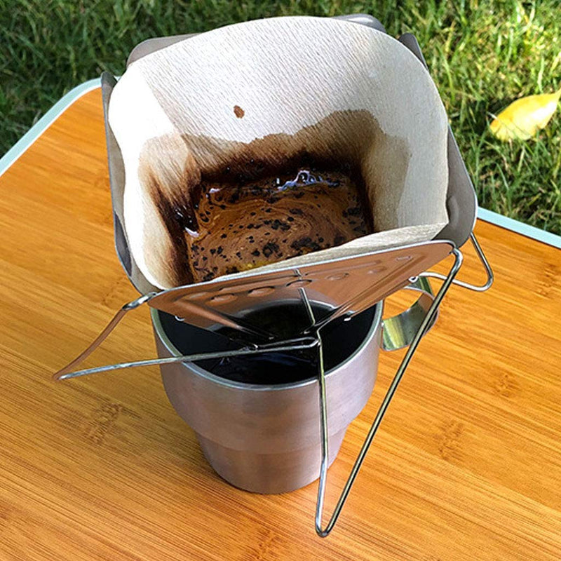[Australia - AusPower] - Lanema Collapsible Coffee Drip Stainless Steel Portable Lightweight Foldable Coffee Dripper for Camping or Backpacking 
