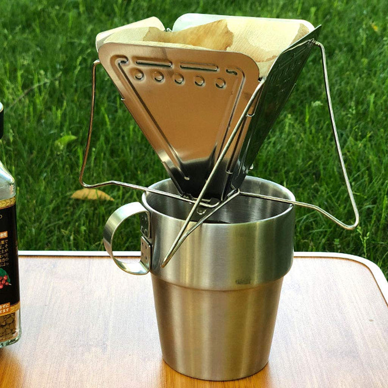 [Australia - AusPower] - Lanema Collapsible Coffee Drip Stainless Steel Portable Lightweight Foldable Coffee Dripper for Camping or Backpacking 