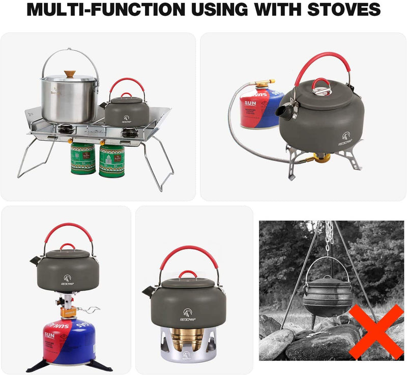 [Australia - AusPower] - REDCAMP 0.8L/0.9L/1.4L Outdoor Camping Kettle, Aluminum Tea Kettle with Carrying Bag, Compact Lightweight Coffee Pot 0.8L Mini 
