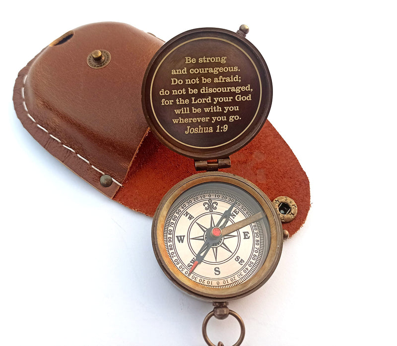 [Australia - AusPower] - Be Strong and Courageous Engraved Compass, Confirmation Gift Compass, Baptism Gifts Joshua 1:9 - GOD Compass Religious Gifts Compass Inspirational Gifts for for Loved one 