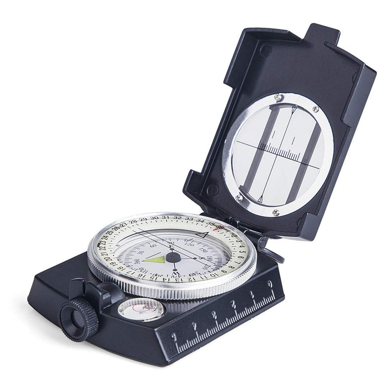 [Australia - AusPower] - COSTIN Multifunctional Compass, Metal Military Waterproof High Accuracy Compass with Map Measurer, Distance Calculator,Bubble Level Perfect for Outdoor Activities, Matte Black 