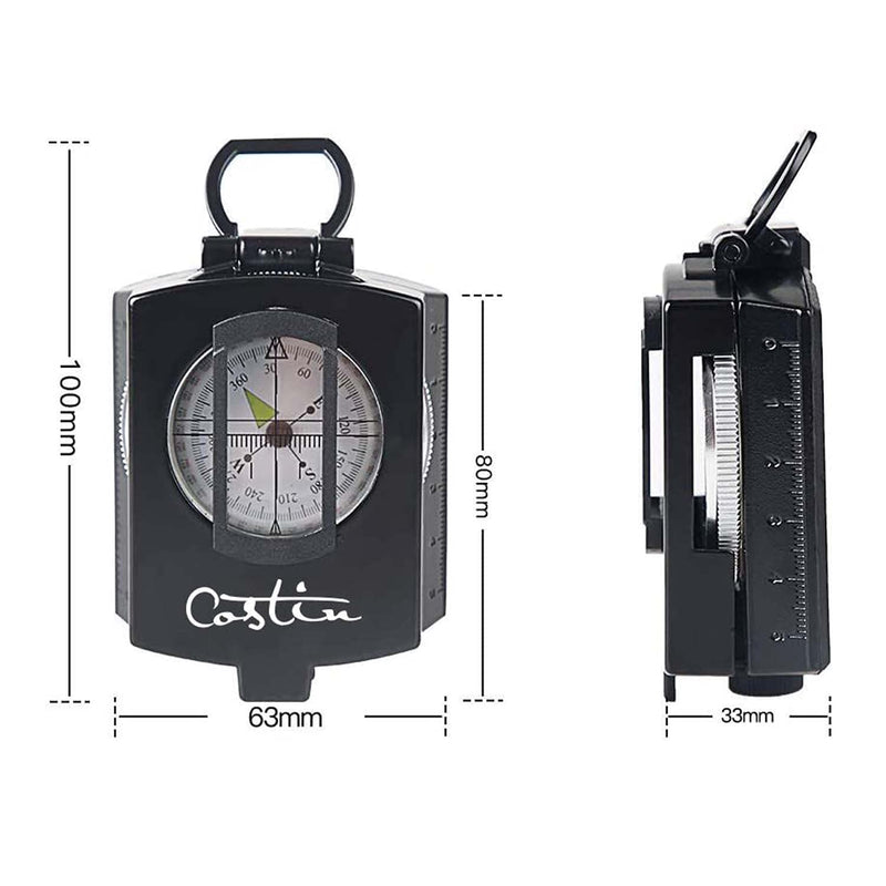 [Australia - AusPower] - COSTIN Multifunctional Compass, Metal Military Waterproof High Accuracy Compass with Map Measurer, Distance Calculator,Bubble Level Perfect for Outdoor Activities, Matte Black 