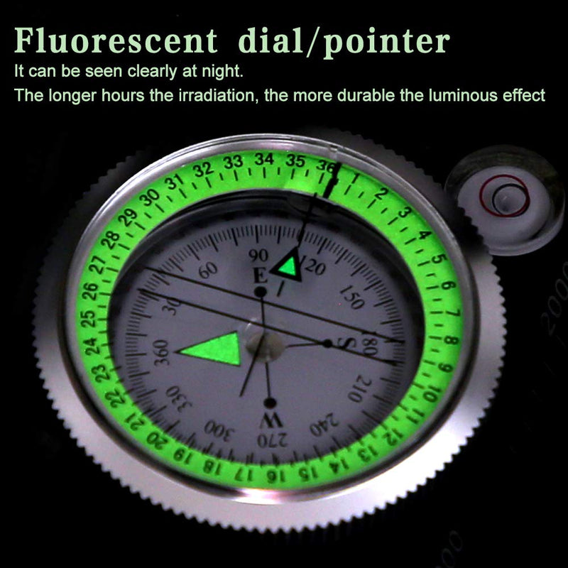 [Australia - AusPower] - COSTIN Multifunctional Compass, Metal Military Waterproof High Accuracy Compass with Map Measurer, Distance Calculator,Bubble Level Perfect for Outdoor Activities, Matte Black 