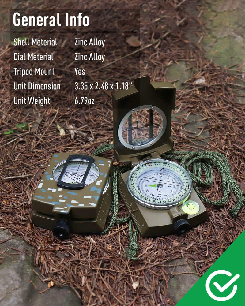[Australia - AusPower] - Eyeskey Tactical Survival Compass with Lanyard & Pouch | Waterproof & Impact Resistant | Lensatic Sighting Compass for Hiking EK1001 Camouflage Compass 