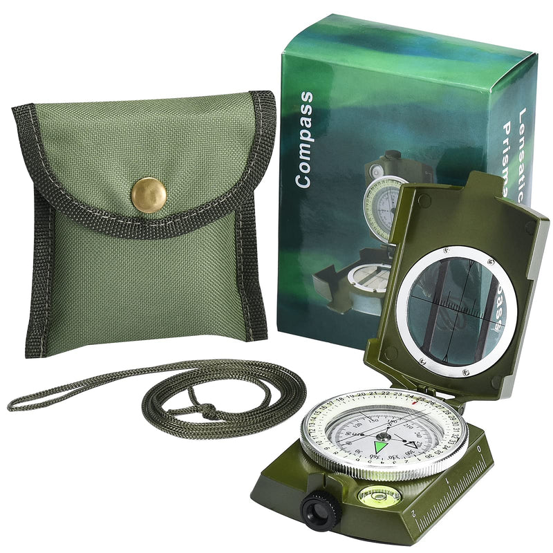 [Australia - AusPower] - zydxcccy Military Lensatic Sighting Compass Survival with Carrying Bag, Compass for Hiking,Waterproof and Shakeproof, Army Green 