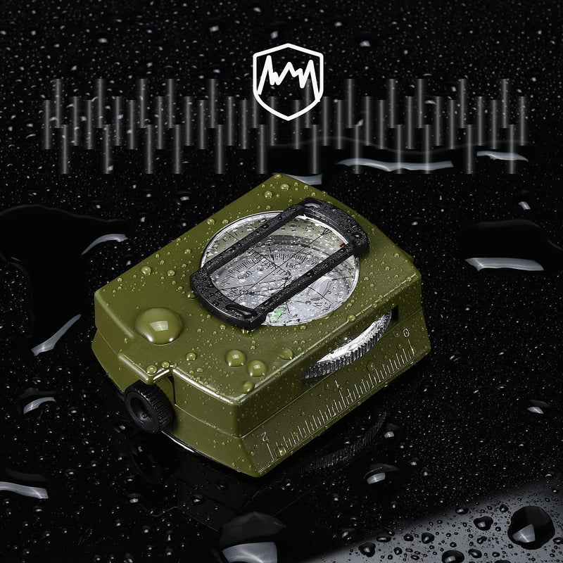 [Australia - AusPower] - zydxcccy Military Lensatic Sighting Compass Survival with Carrying Bag, Compass for Hiking,Waterproof and Shakeproof, Army Green 