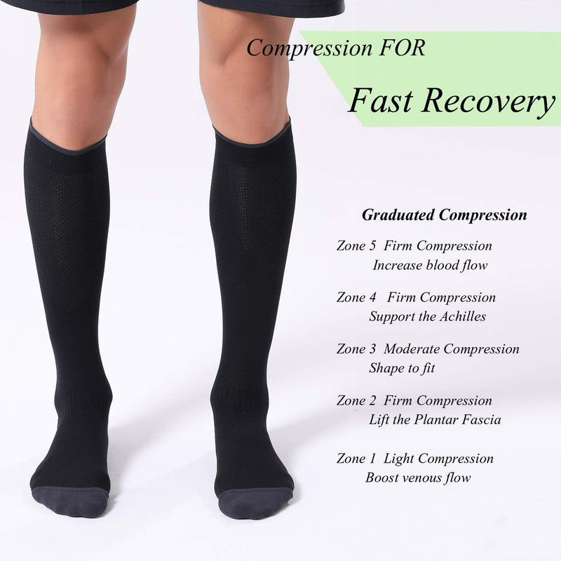 [Australia - AusPower] - FITRELL 3 Pairs Compression Socks for Women and Men 20-30mmHg-Circulation Support Socks Black Small-Medium 