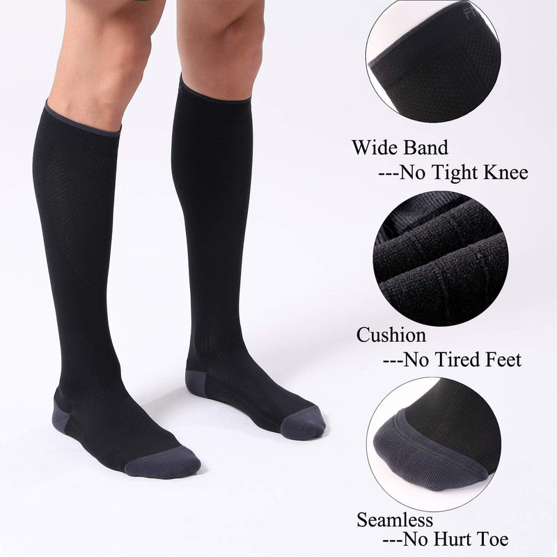 [Australia - AusPower] - FITRELL 3 Pairs Compression Socks for Women and Men 20-30mmHg-Circulation Support Socks Black Small-Medium 