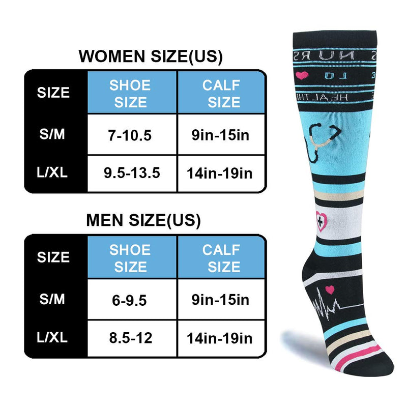[Australia - AusPower] - HLTPRO Compression Socks for Women & Men(4 Pairs) - Best Support for Medical，Circulation, Nurses, Running, Travel Small-Medium Black / Black / Blue / Green 